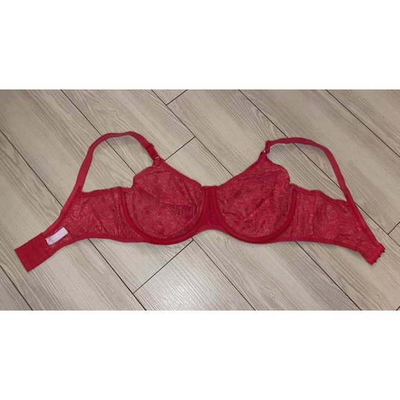 Vintage Smart Choices Playtex 3286 Lace Bra Unlined Underwire Womens 38D Red - Picture 5 of 6